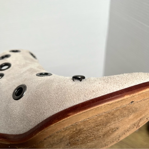 Sam Edelman Pedra Suede Booties Gray Cream Taupe Ankle Boots Size 6 - Picture 12 of 15